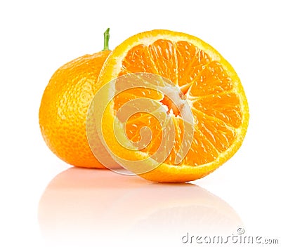 Fresh mandarine fruit with cut Stock Photo