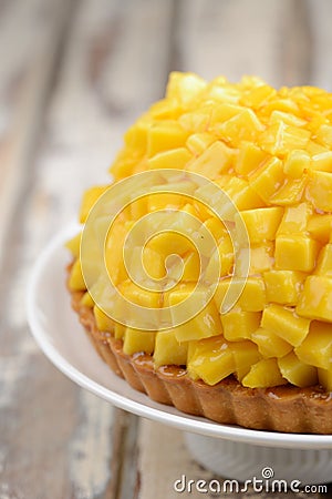 Fresh mango fruit tart cake Stock Photo