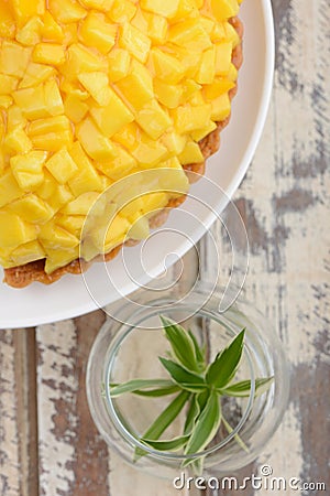 Fresh mango fruit tart cake Stock Photo