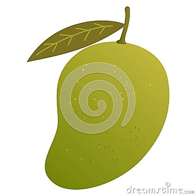 Fresh Mango with Leaf Fruit Cartoon Illustration Flat Design Vector Vector Illustration