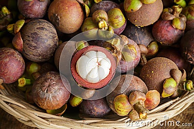 Fresh mangosteen fruit Stock Photo