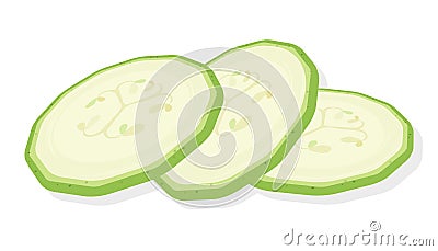 Fresh marrow vegetables sliced slices isolated on white background. Rings of zucchini. Vector Illustration Stock Photo