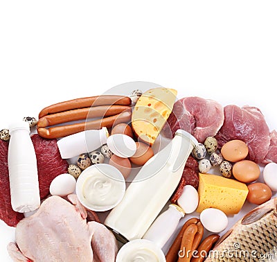 Fresh meat and dairy products Stock Photo