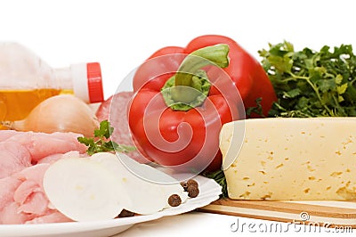 Fresh meat and different components Stock Photo