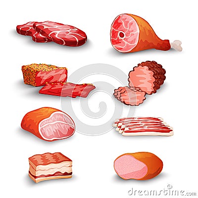 Fresh Meat Set Vector Illustration