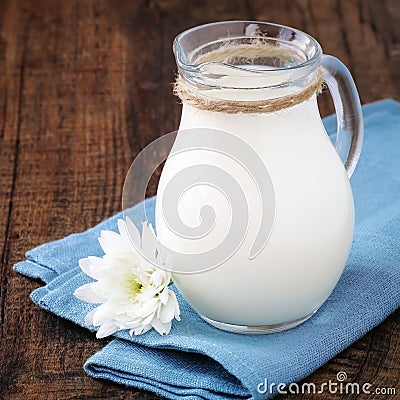 Fresh milk in a jug Stock Photo