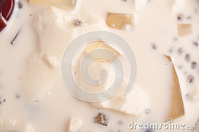 fresh milk tofu in a cup on white background Taohuai Fruit Salad Stock Photo