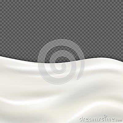 Fresh milk wave isolated on transparent checkered background Vector Illustration