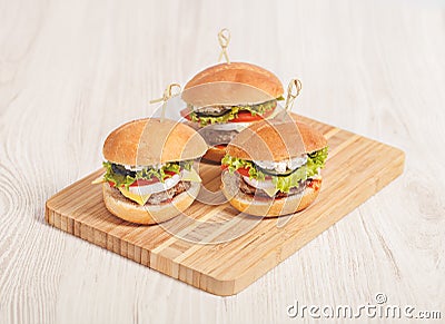 Fresh mini burger served meal Stock Photo