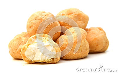 Fresh Mini Cream Puffs Stock Photo