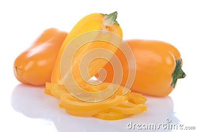 Fresh mini yellow peppers Stock Photo
