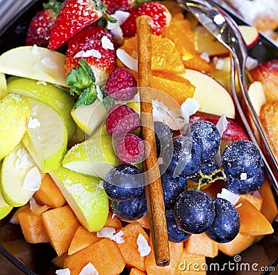 Fresh mixed fruit salad Stock Photo