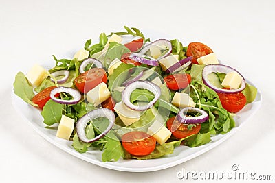 Fresh mixed salad with cheese Stock Photo
