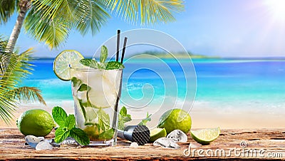 Fresh Mojito Drink On Table Stock Photo