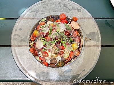 Fresh mozzarella and cherry tomatoes salad -spring Stock Photo