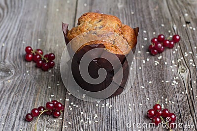 Fresh muffin with berries Stock Photo