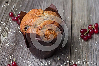 Fresh muffin with berries Stock Photo