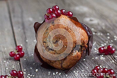 Fresh muffin with berries Stock Photo