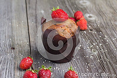 Fresh muffin with berries Stock Photo