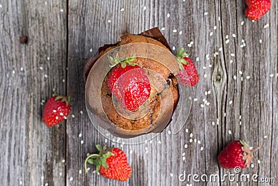 Fresh muffin with berries Stock Photo