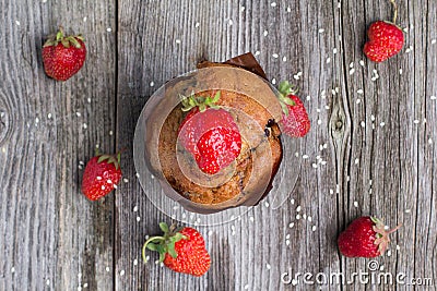 Fresh muffin with berries Stock Photo