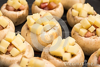 Fresh Mushroom Appetisers Stock Photo