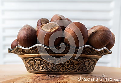 Fresh and natural hazelnuts Stock Photo