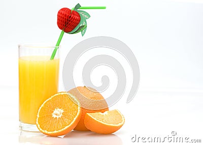 fresh natural orange juice and orange fruits Stock Photo