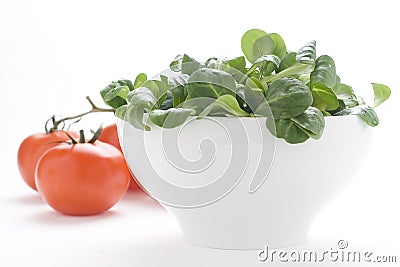 Fresh natural salad bowl tomato lettuce onion Stock Photo