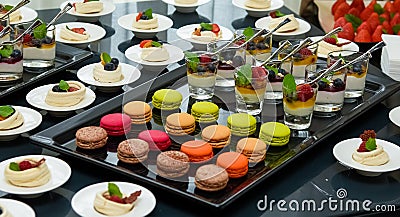 Fresh natural sweet dessert display. Stock Photo