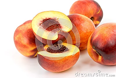 Fresh nectarine on white background Stock Photo