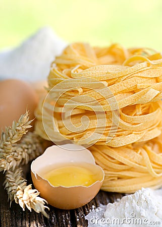 Fresh noodles with egg Stock Photo