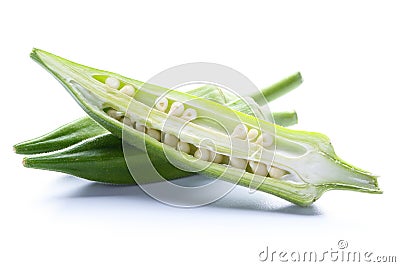Fresh okra isolated on white Stock Photo