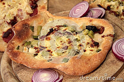 Onion flatbread Stock Photo