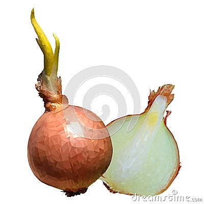 Fresh onion polygonal realistic vector illustration Vector Illustration