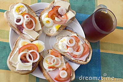 Fresh open sandwiches Stock Photo