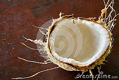 Fresh opened coconut Stock Photo