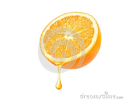 Fresh Orange juice dripping Stock Photo