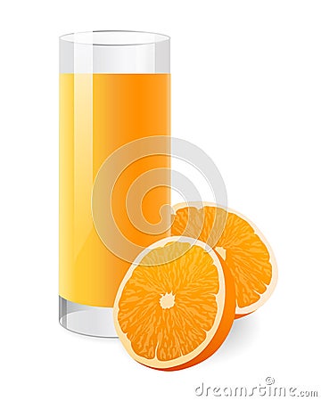 Fresh orange juice in glass Vector Illustration