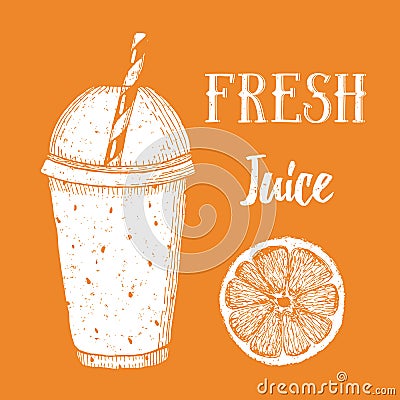 Fresh orange juice Vector Illustration