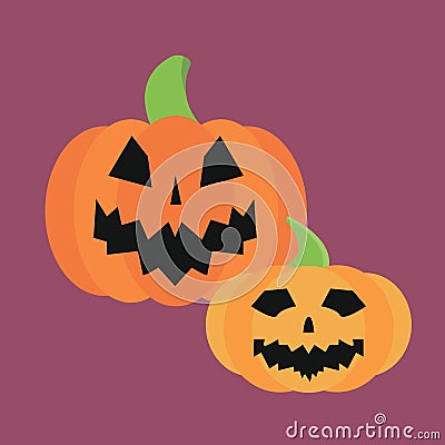 Fresh orange pumpkin seasonal ripe food raw vegetarian vegetable halloween icon traditional trick or treat celebration Vector Illustration