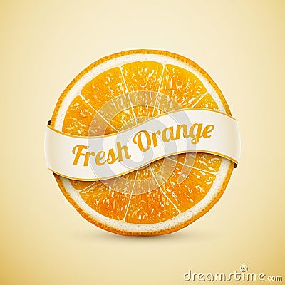 Fresh orange with ribbon Vector Illustration