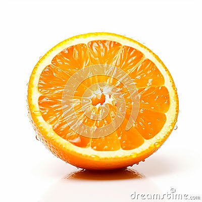 a Fresh Orange Slice ON WHITE BACK GROUND Stock Photo