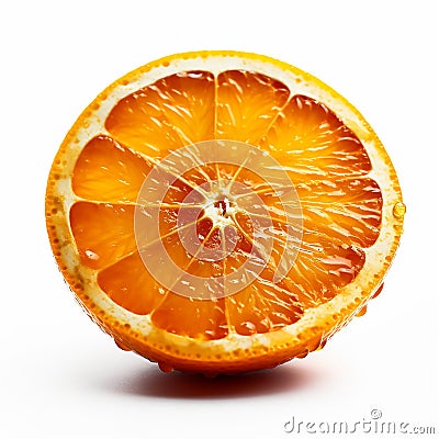 a Fresh Orange Slice ON WHITE BACK GROUND Stock Photo