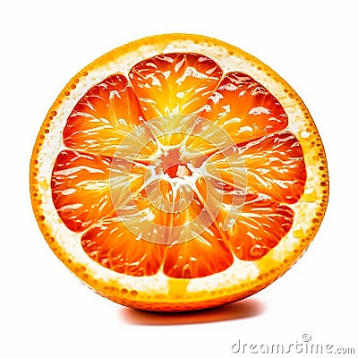 a Fresh Orange Slice ON WHITE BACK GROUND Stock Photo