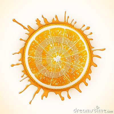 Fresh orange with splash Vector Illustration