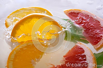 Fresh orange in a spray of water Stock Photo