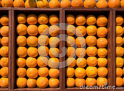 Fresh Oranges Display Stock Photo