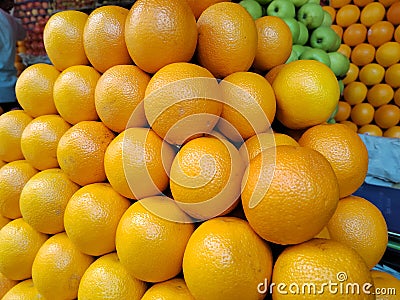 Fresh oranges display on the store,fresh friuts display on the store Stock Photo