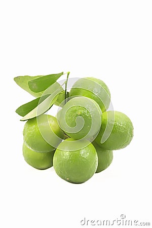 Fresh organic bunch limes isolated. Stock Photo